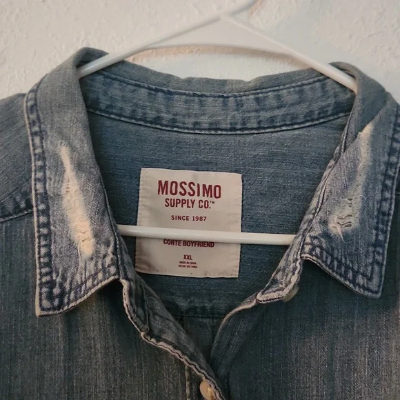 MOSSIMO SUPPLY CO: Distressed Denim Shirt - Picture 3 of 5